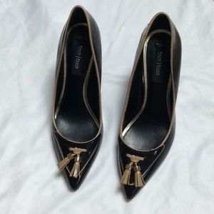 Black tasseled heels